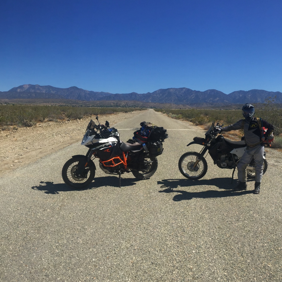 A DRZ 400 and a KTM 1190 Adventure R…