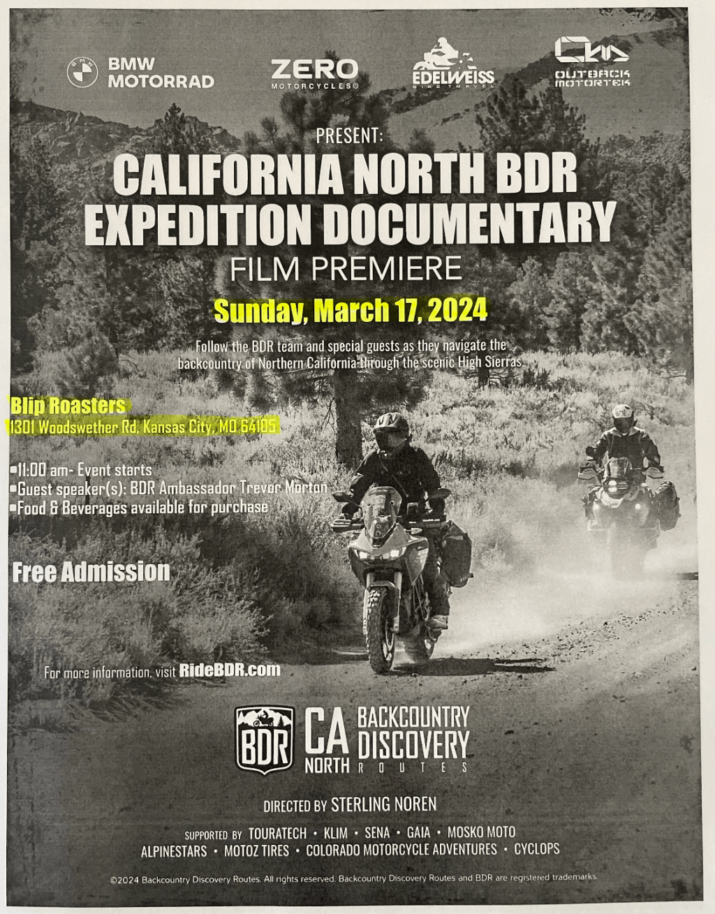 Blip Roasters Hosting NorCal BDR Movie&nbsp;Premier